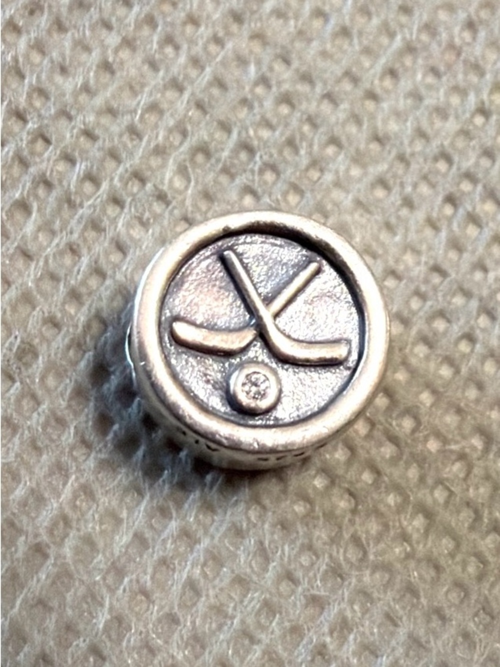 Pandora Sterling Silver Hockey Puck Charm #791203CZ